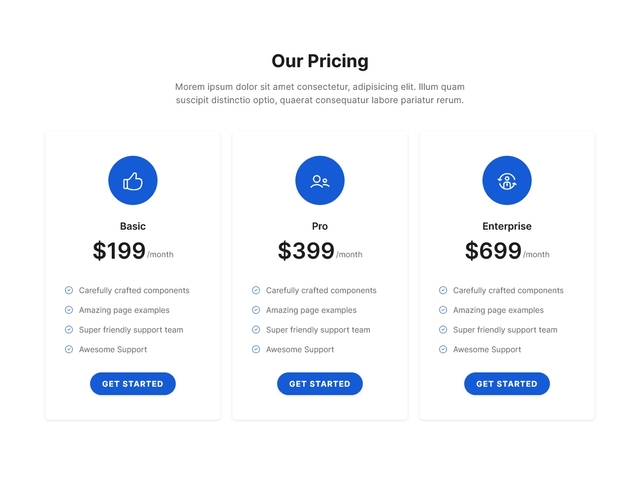 Bootstrap Pricing Tables Sections and Snippets