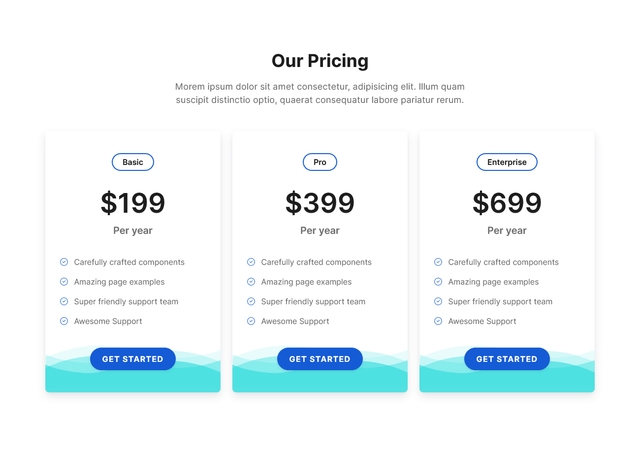 Bootstrap Pricing Tables Sections and Snippets