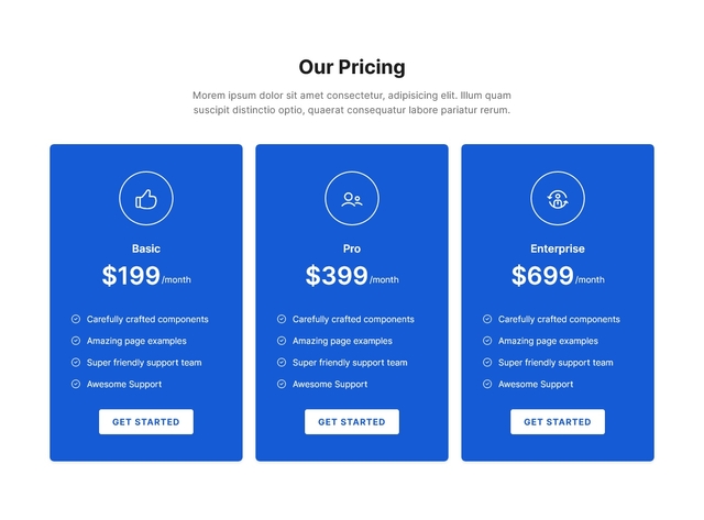 Bootstrap Pricing Tables Sections and Snippets